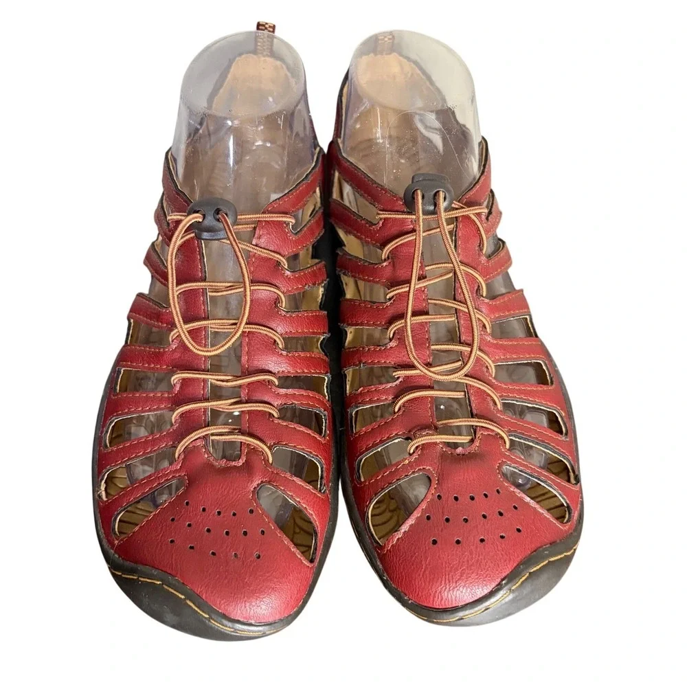 Jambu Red Bath-Vegan‎ Barefoot Flats Bungee Cage Outdoor Women's Size 8.5 M